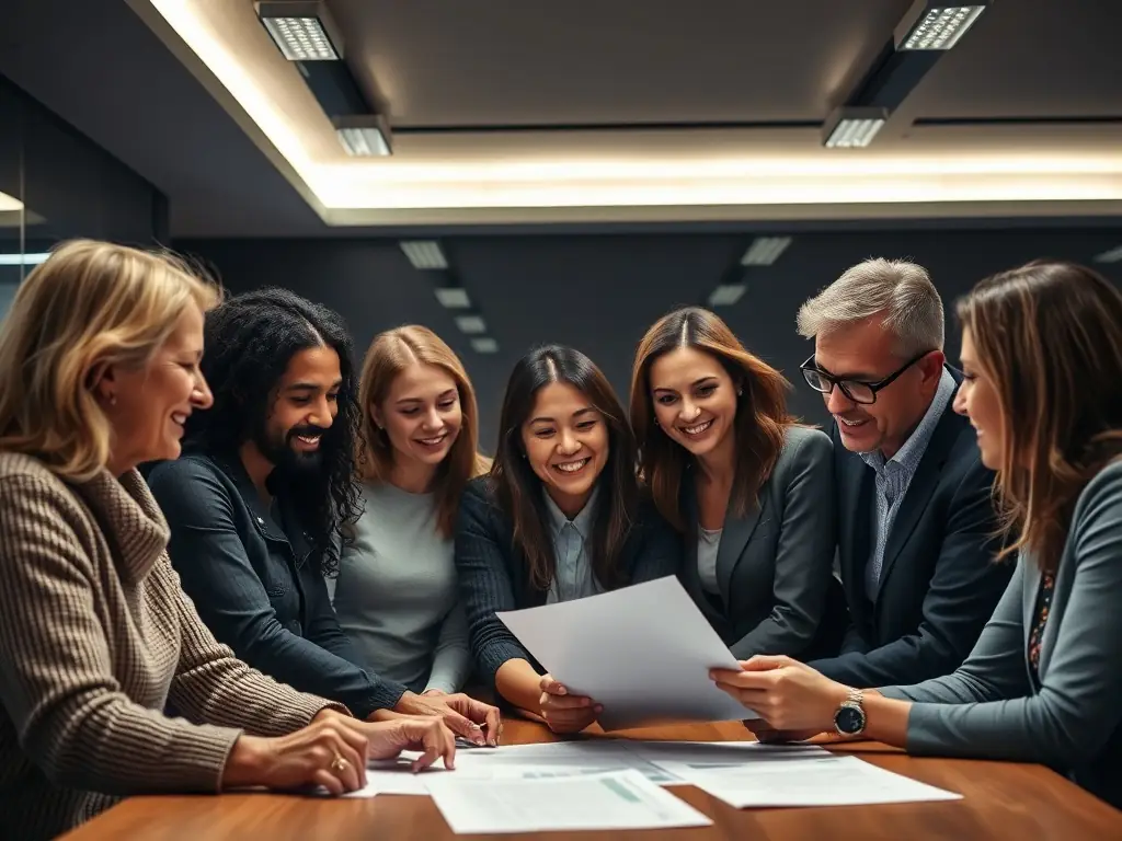 A diverse group of people discussing their financial goals with a Mercury financial advisor, emphasizing the personalized service and support provided by Mercury.