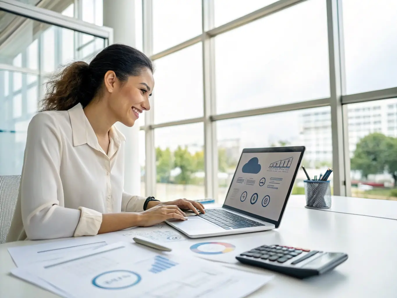 A professional using a Mercury business loan to expand their small business, highlighting the growth opportunities provided by Mercury's financial solutions.