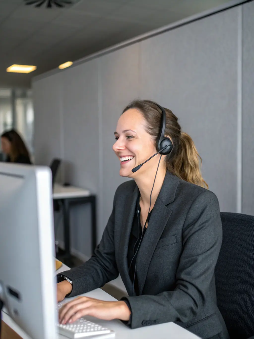 A friendly customer service representative assisting a client with a personal loan application via video call, showcasing Tunes' commitment to personalized financial solutions.