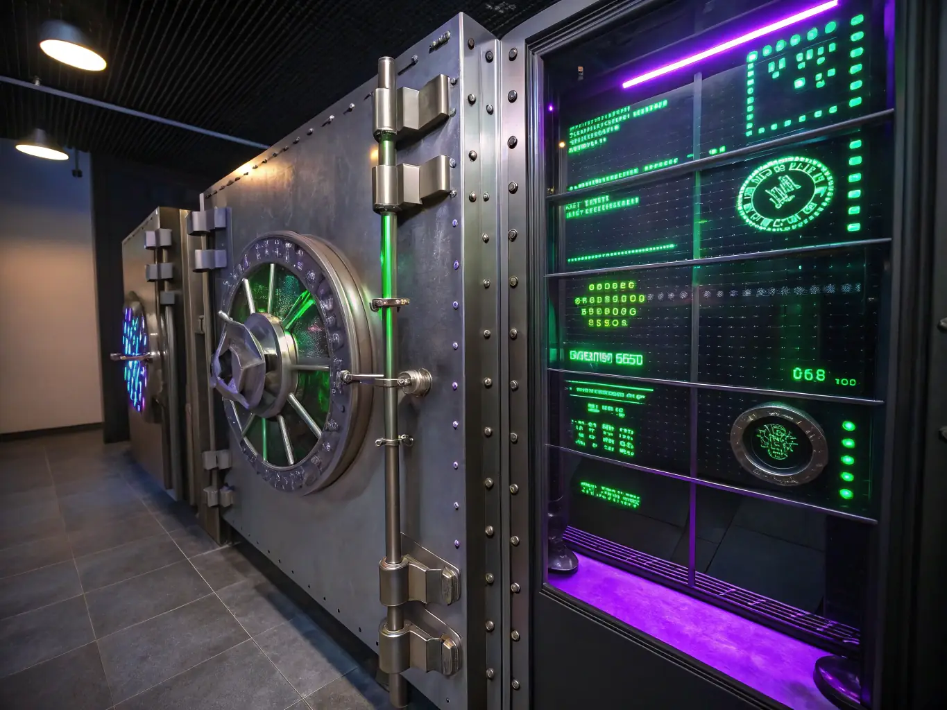 An illustration of a secure digital vault, symbolizing Ramp's commitment to protecting sensitive financial data and ensuring compliance with industry regulations.